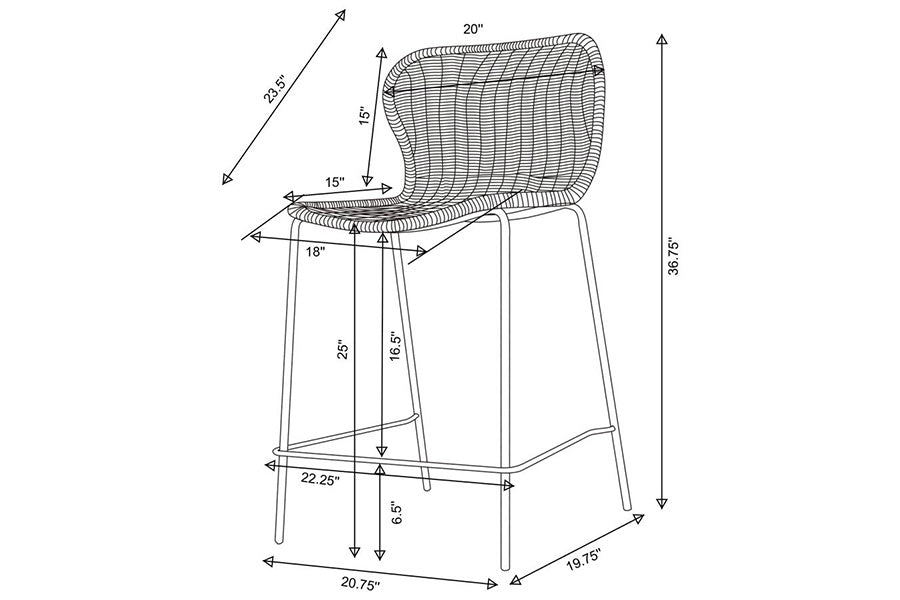 McKenna Faux Rattan Counter Stools (Set of 2) -