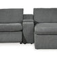 Hadley Right Chaise 2 Seat Reclining Sectional with Console Granite