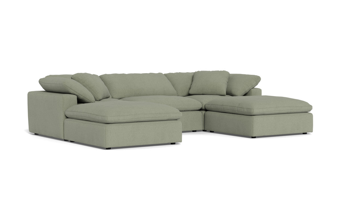 Fluffy 133.5" 3 Piece Sofa W/Double Ottoman - Amigo II Sage