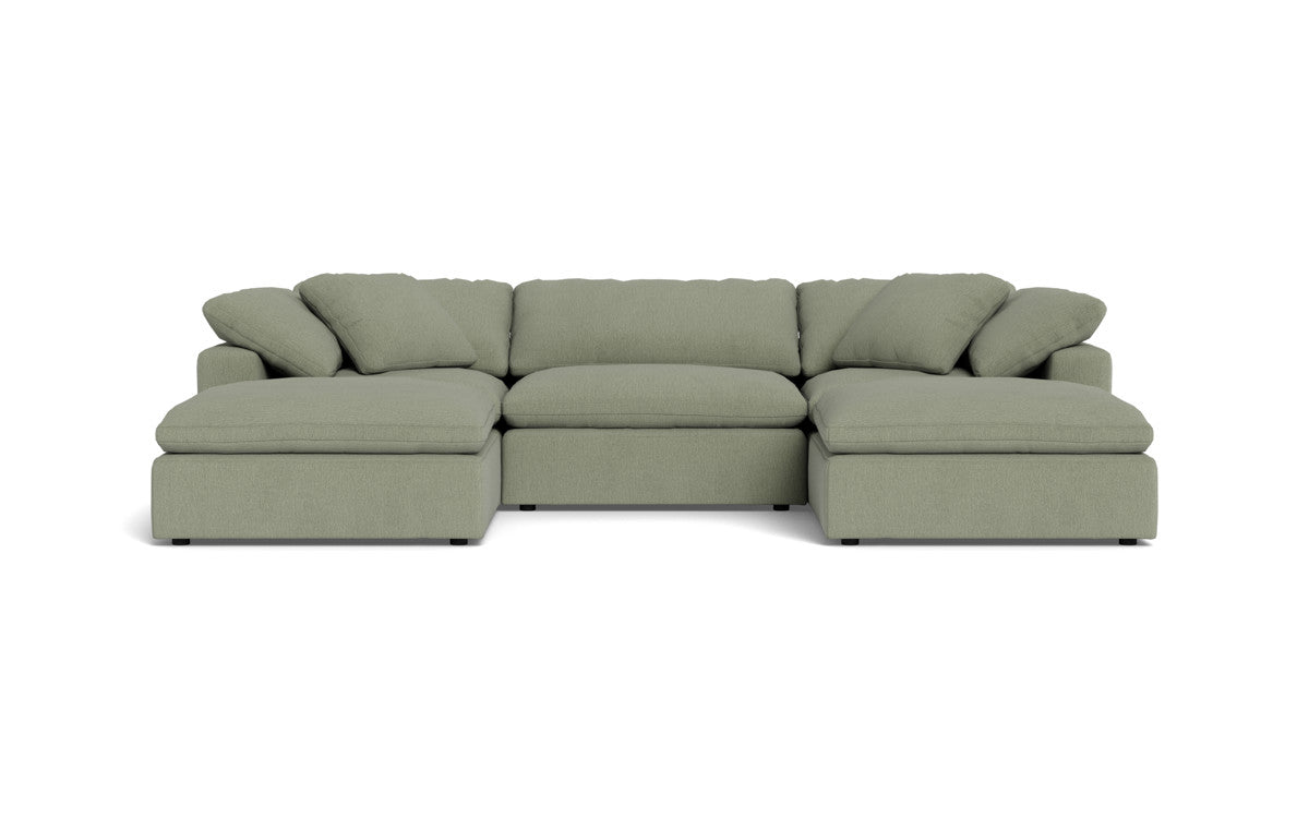 Fluffy 133.5" 3 Piece Sofa W/Double Ottoman - Amigo II Sage