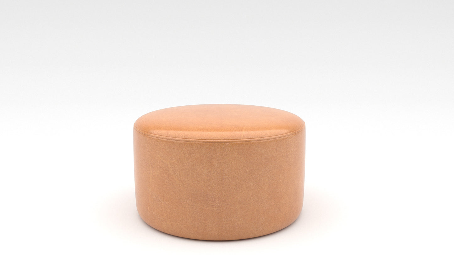 Ari 30" Leather Round Ottoman - Cheyenne Decoy