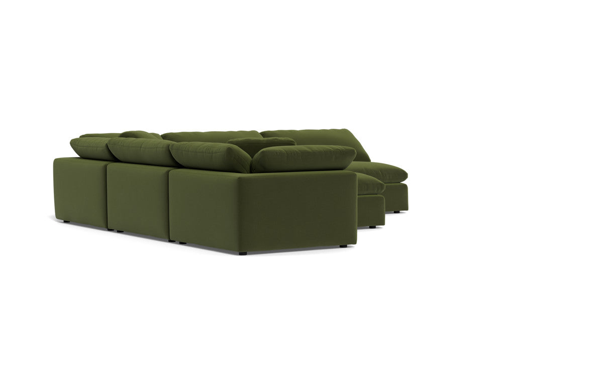 Fluffy 133.5" 5 Piece Sectional W/Ottoman - Dream Olive