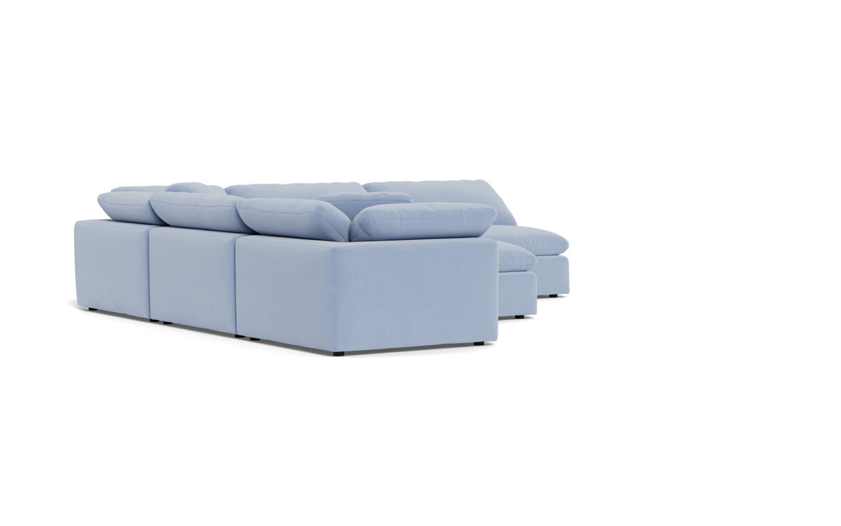 Fluffy 133.5" 5 Piece Sectional W/Ottoman - Dream French Blue