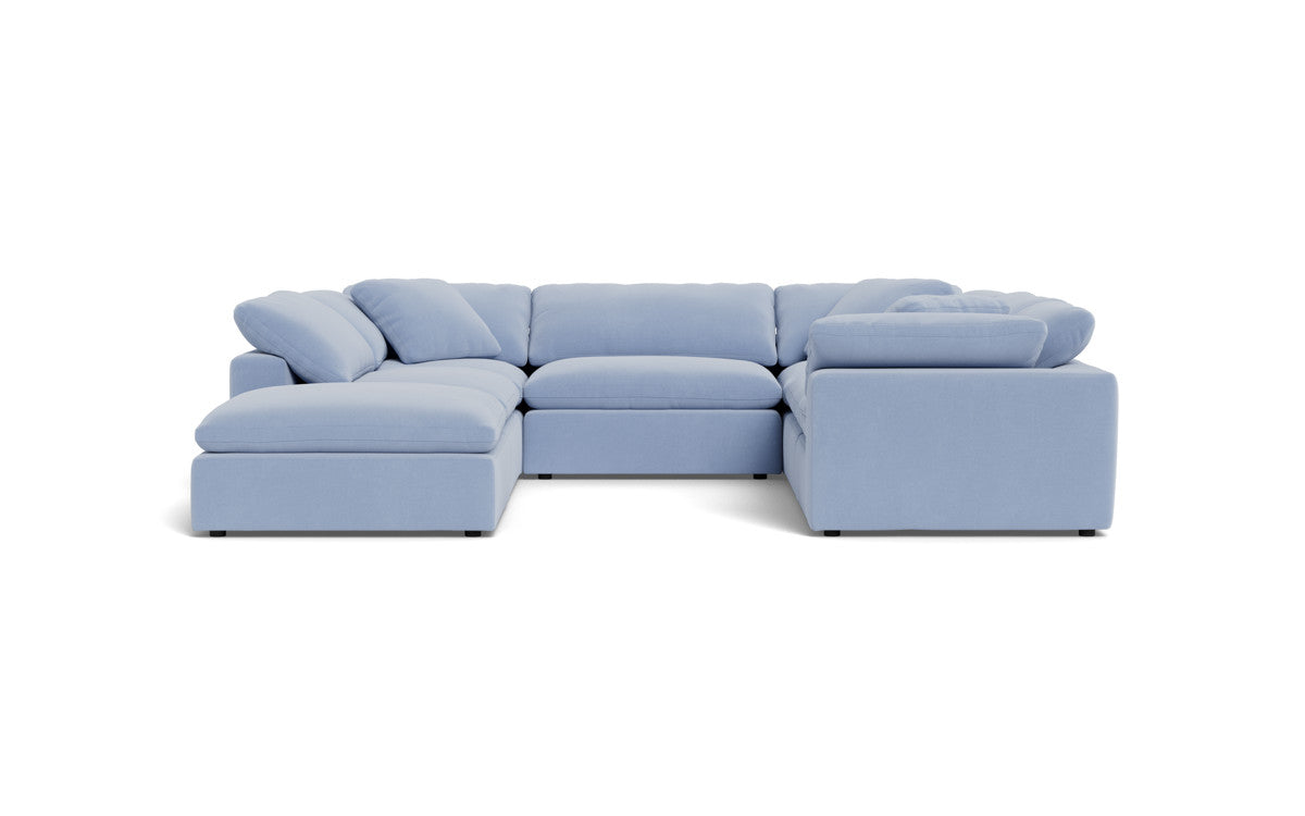 Fluffy 133.5" 6 Piece Sectional W/Ottoman - Dream French Blue
