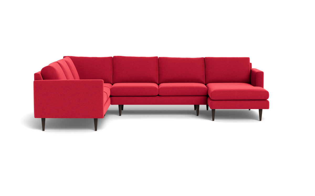 Wallace 130" Untufted Corner Sectionals w. Right Chaise - Bennett Red