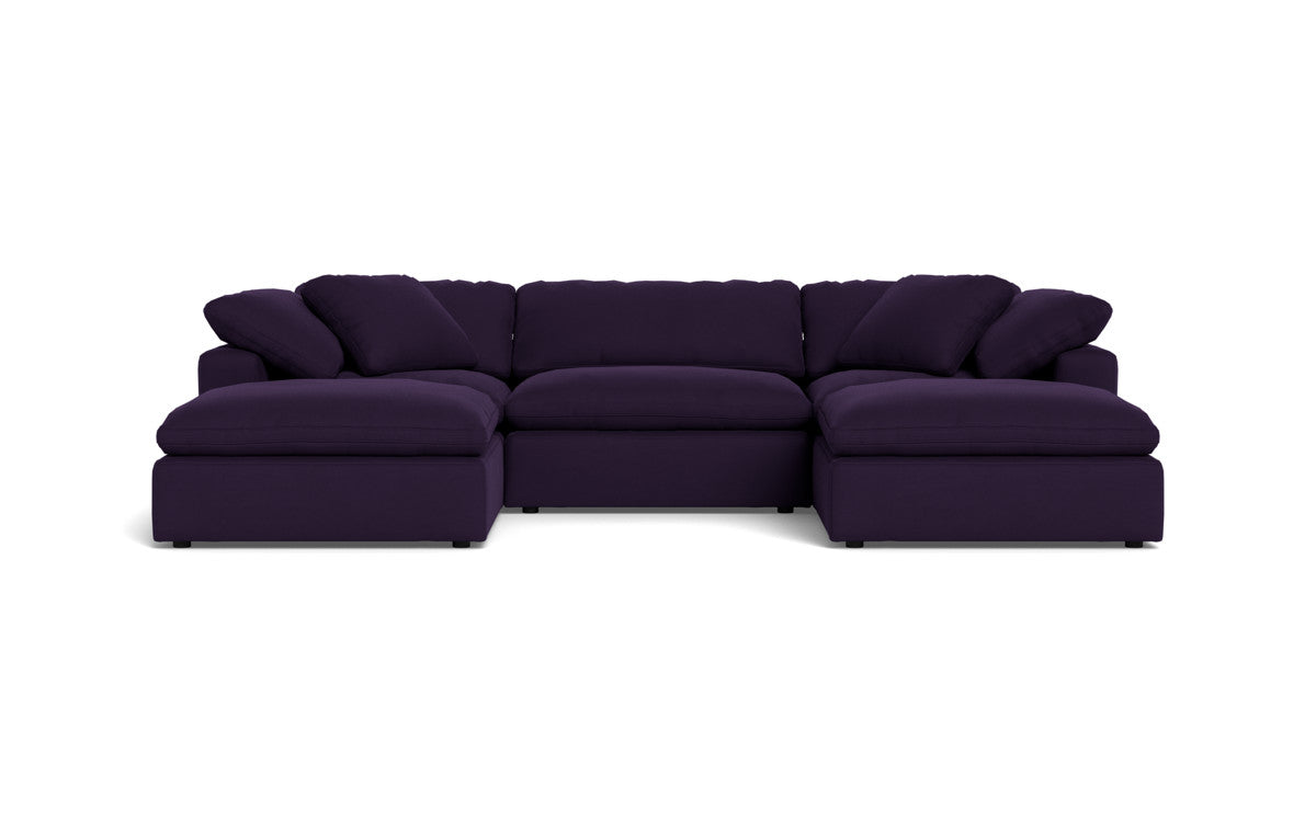 Fluffy 133.5" 3 Piece Sofa W/Double Ottoman - Superb Amethyst