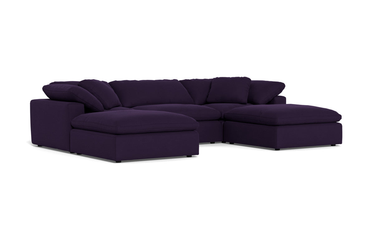 Fluffy 133.5" 3 Piece Sofa W/Double Ottoman - Superb Amethyst
