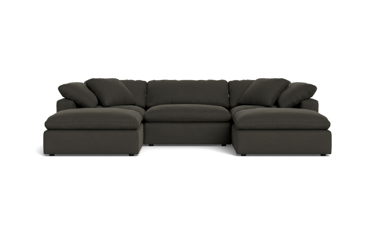 Fluffy 133.5" 3 Piece Sofa W/Double Ottoman - Dream Chocolate