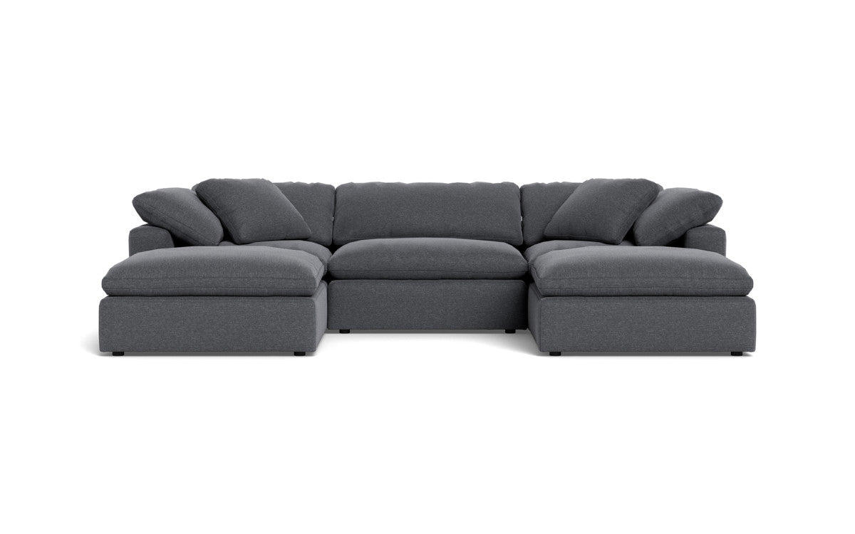 Fluffy 133.5" 3 Piece Sofa W/Double Ottoman - Bennett Charcoal
