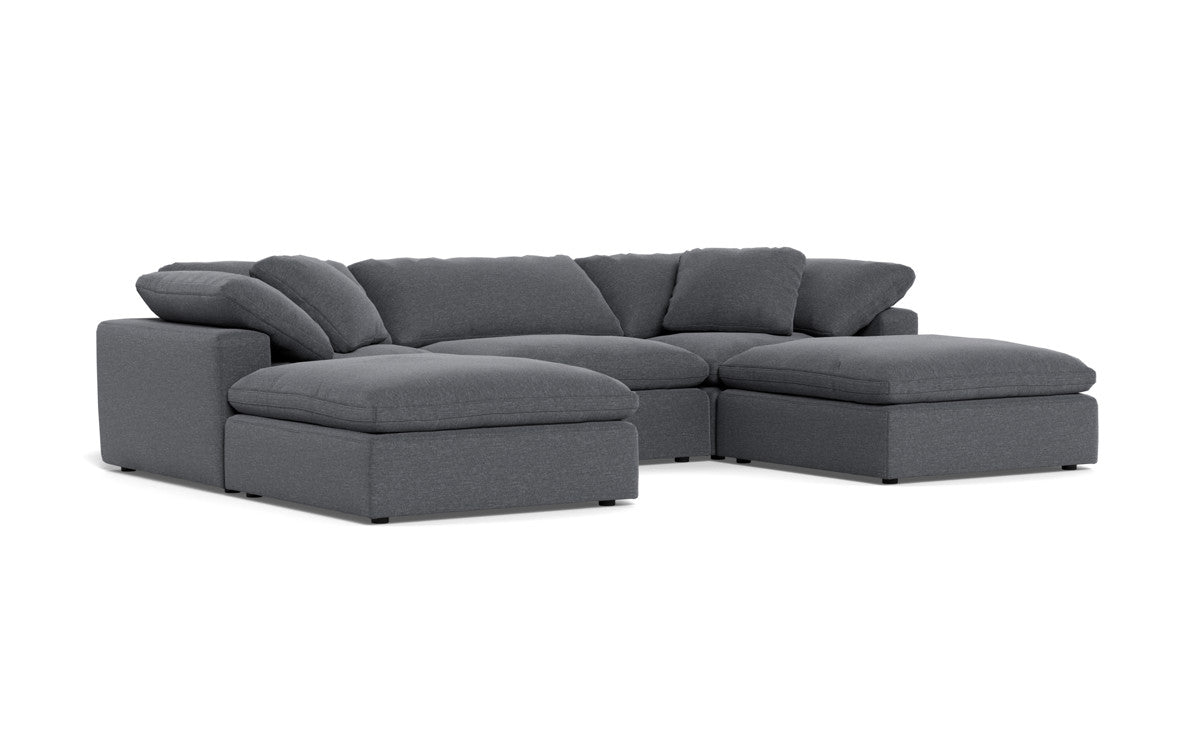 Fluffy 133.5" 3 Piece Sofa W/Double Ottoman - Bennett Charcoal