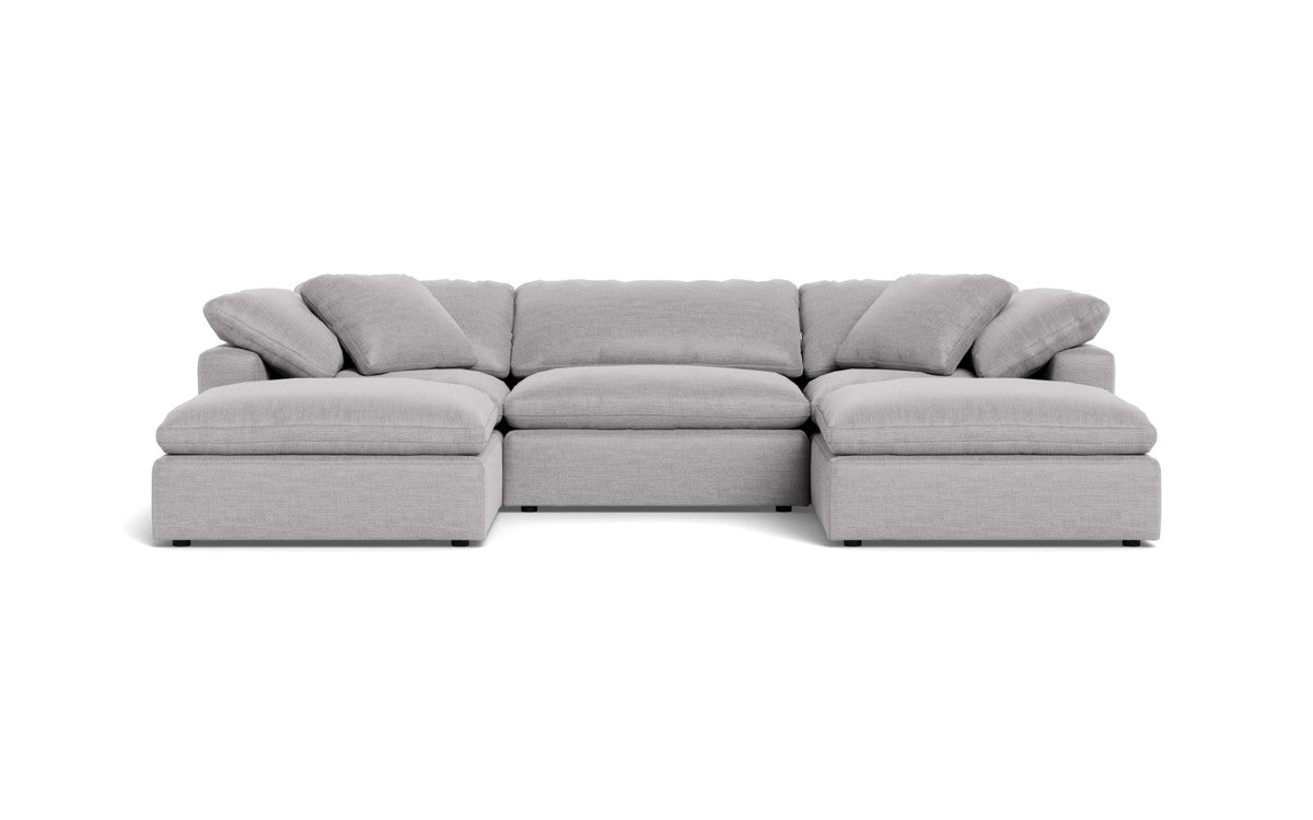 Fluffy 133.5" 3 Piece Sofa W/Double Ottoman - Bennett Dove
