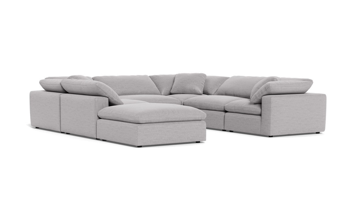 Fluffy 133.5" 6 Piece Sectional W/Ottoman - Bennett Dove