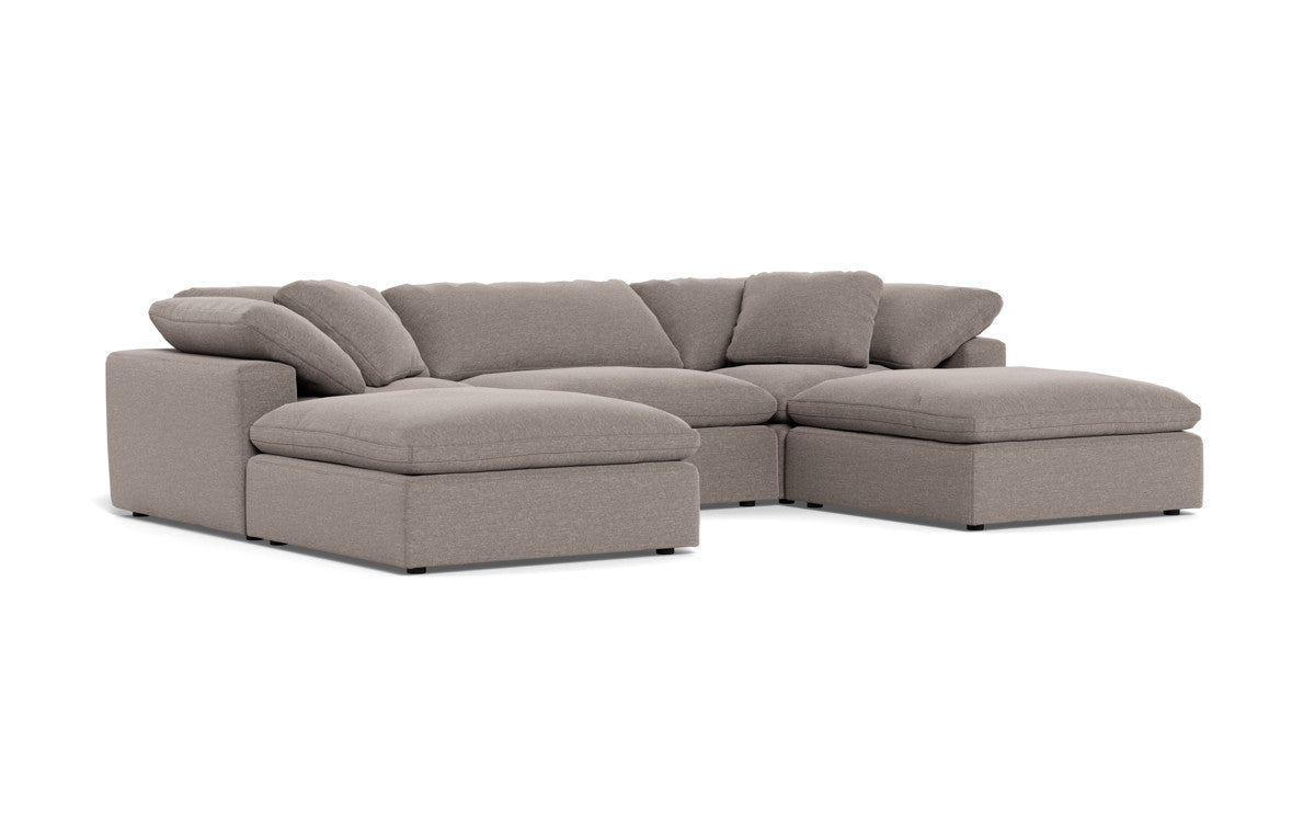Fluffy 133.5" 3 Piece Sofa W/Double Ottoman - Bennett Praline