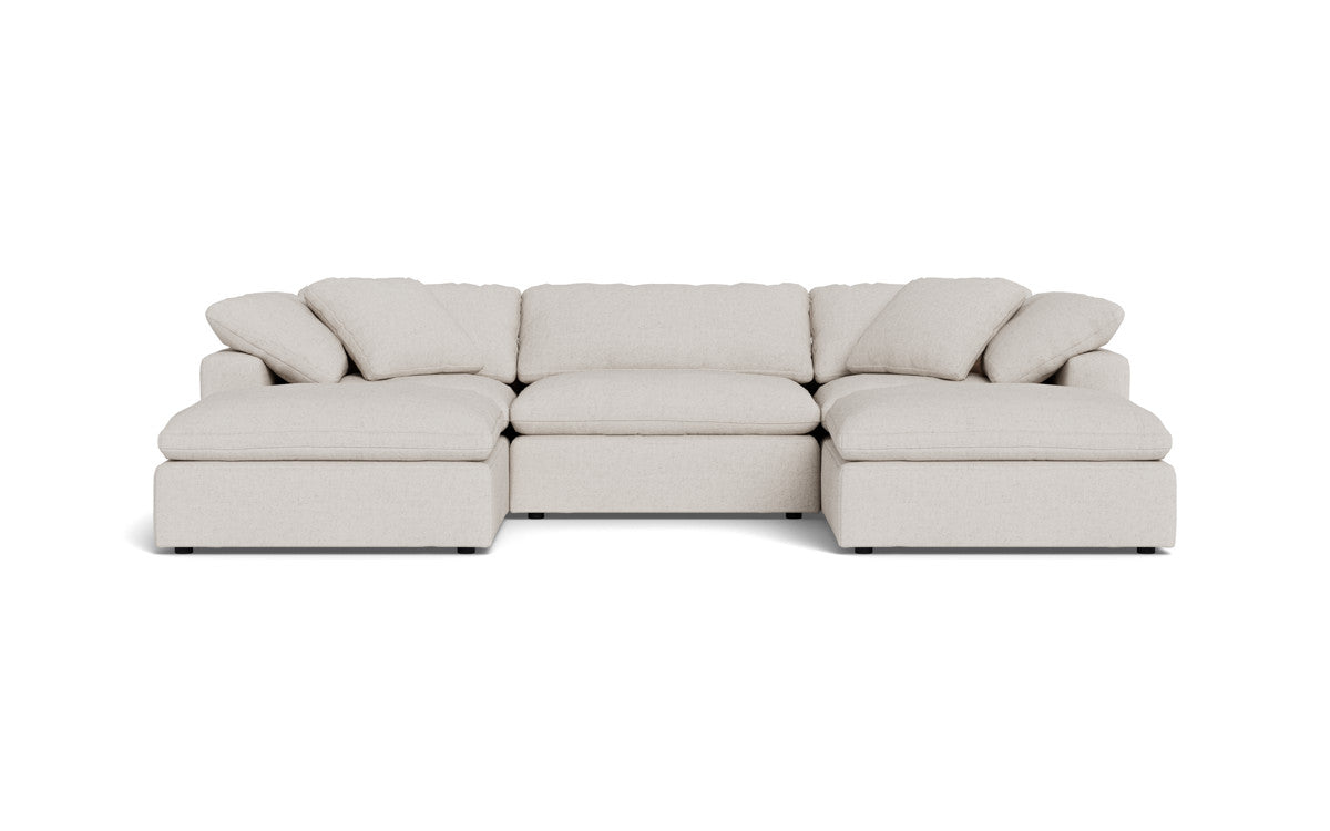 Fluffy 133.5" 3 Piece Sofa W/Double Ottoman - Camila Oyster