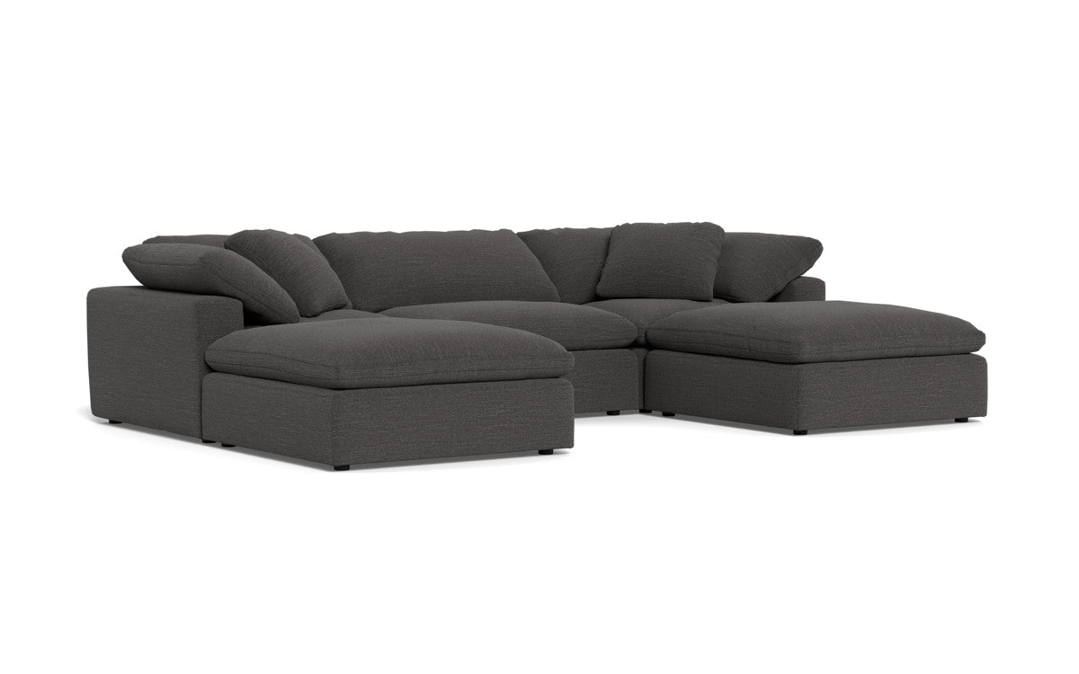 Fluffy 133.5" 3 Piece Sofa W/Double Ottoman - Curious Charcoal