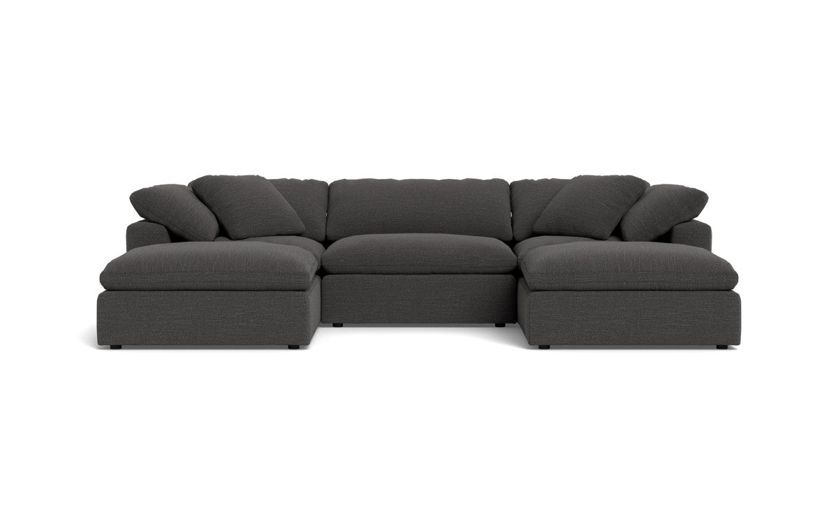 Fluffy 133.5" 3 Piece Sofa W/Double Ottoman - Curious Charcoal