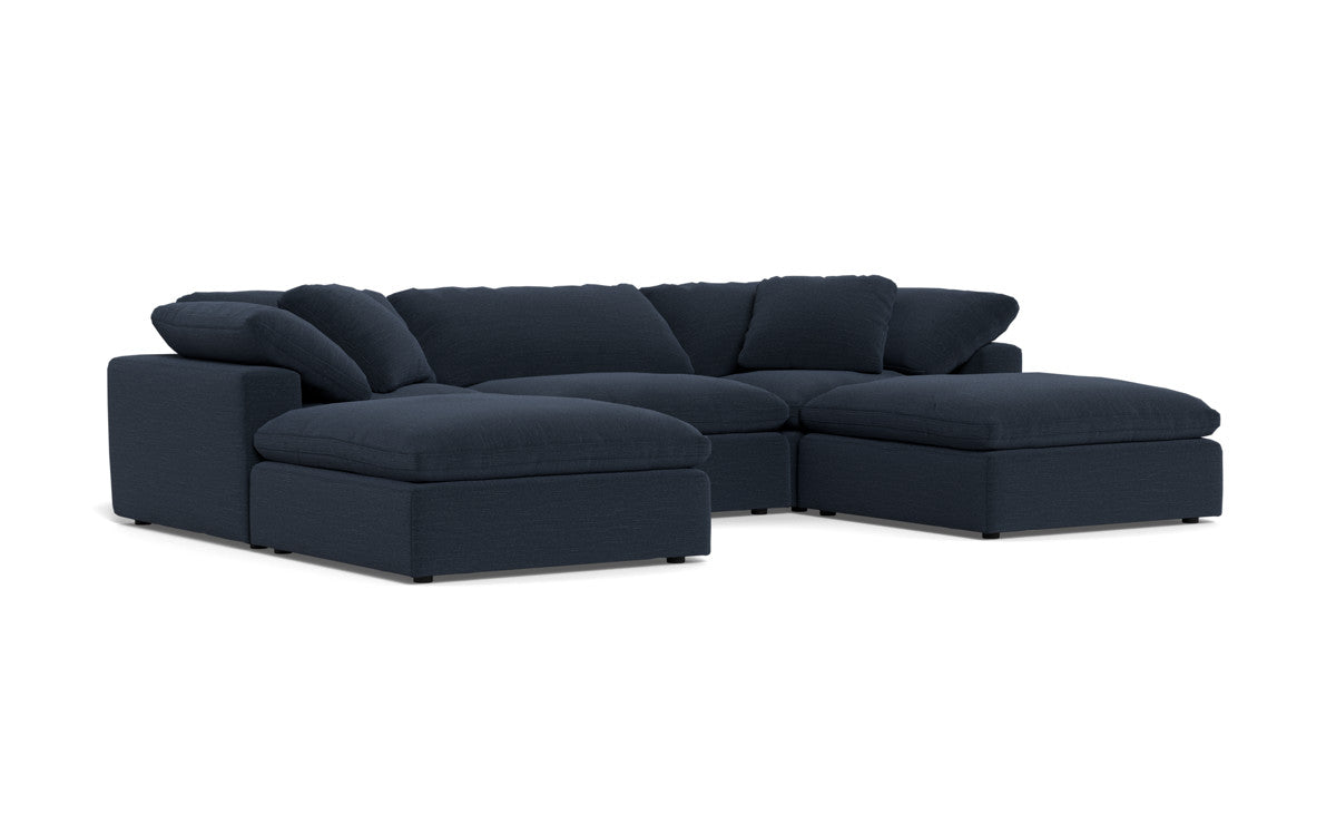 Fluffy 133.5" 3 Piece Sofa W/Double Ottoman - Curious Eclipse