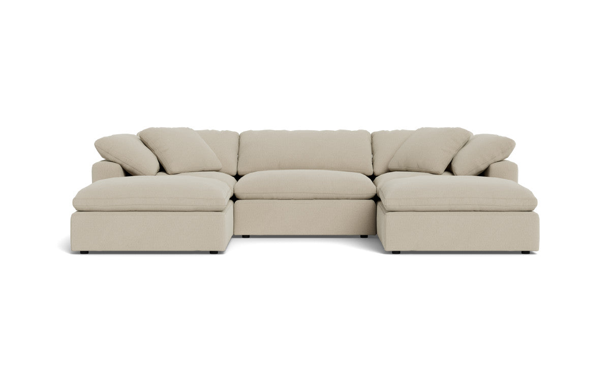 Fluffy 133.5" 3 Piece Sofa W/Double Ottoman - Curious Pearl