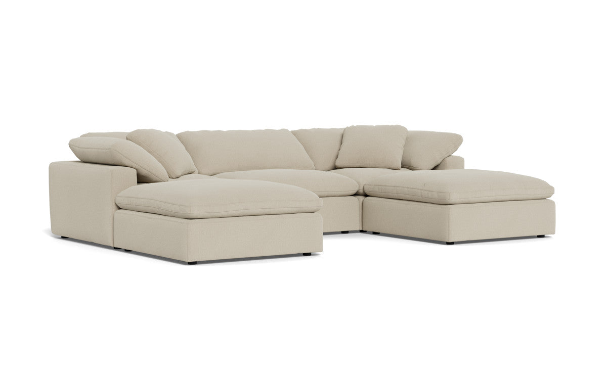 Fluffy 133.5" 3 Piece Sofa W/Double Ottoman - Curious Pearl