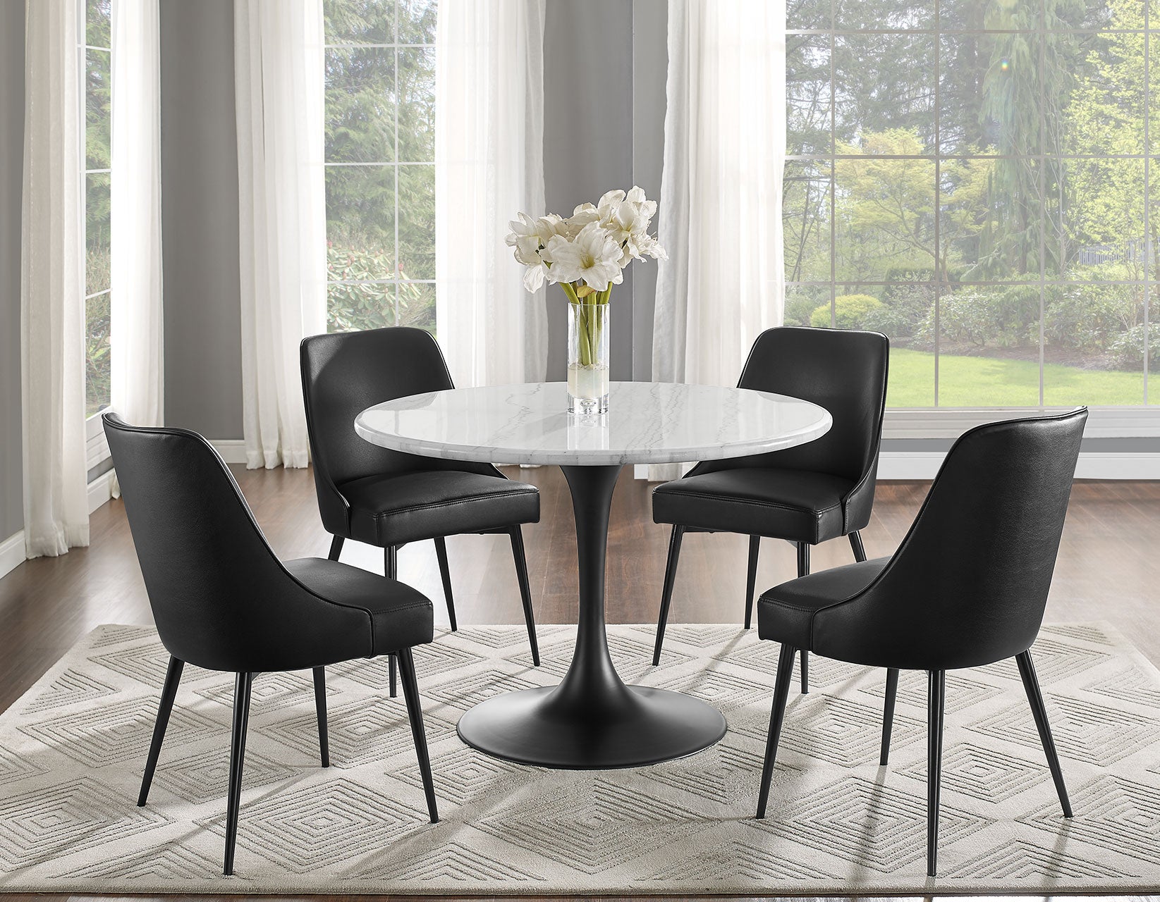 Colby Black Leatherette Dining Chairs (pr) -