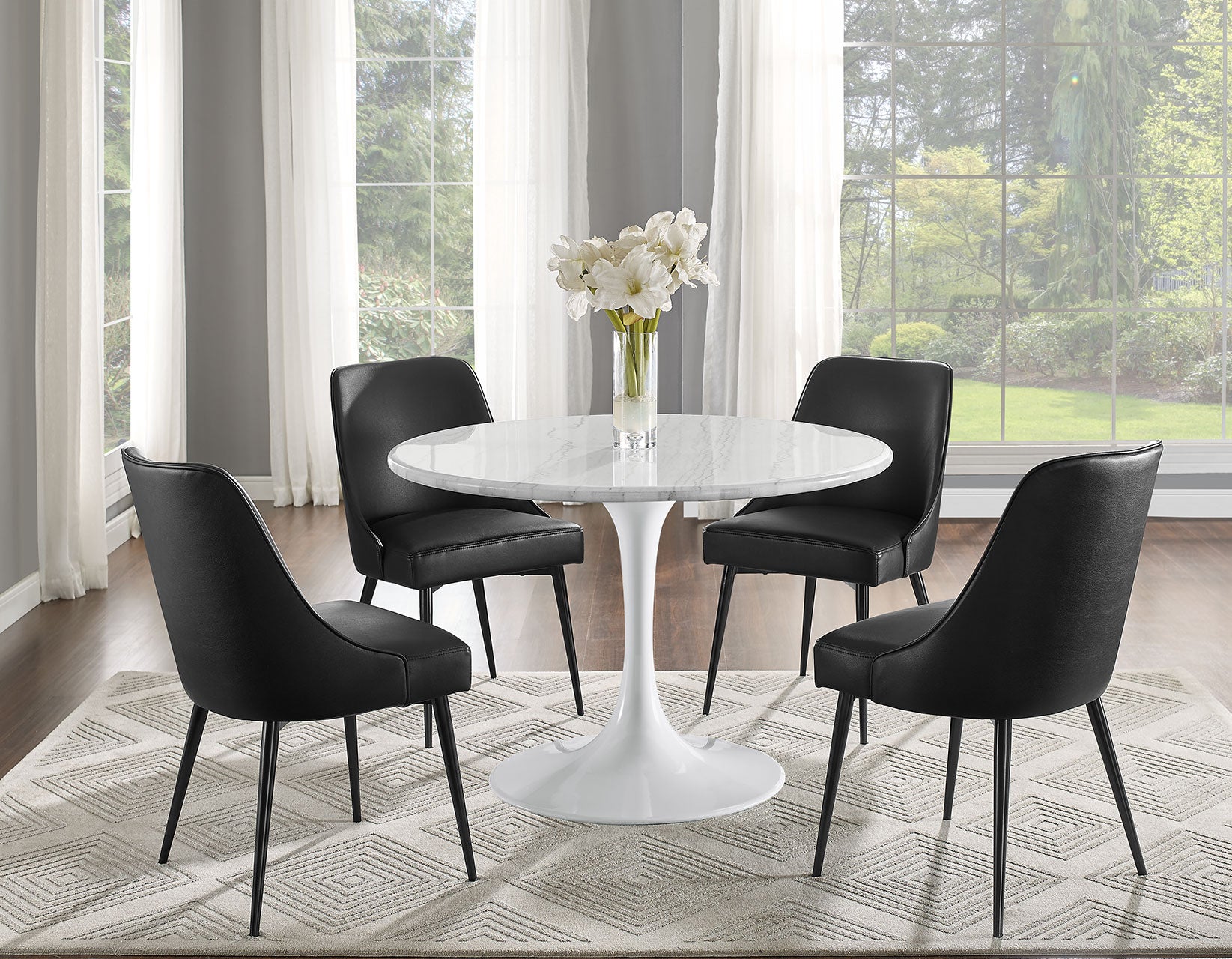 Colby Black Leatherette Dining Chairs (pr) -