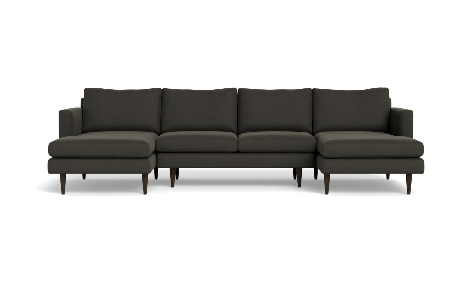 Wallace 126" Untufted Double Chaise U Sectional - Dream Chocolate