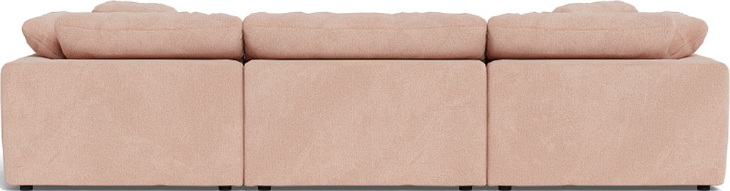 Fluffy 133.5" 3 Piece Sofa W/Double Ottoman - Elliot Blush