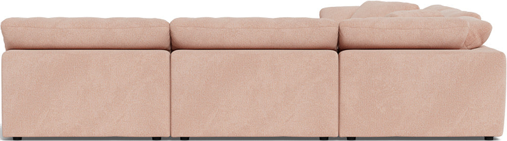 Fluffy 133.5" 5 Piece Sectional W/Ottoman - Elliot Blush