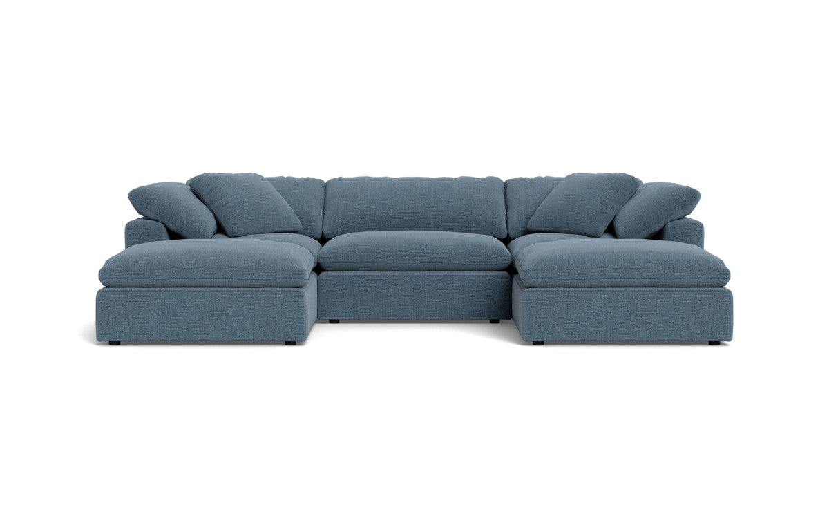 Fluffy 133.5" 3 Piece Sofa W/Double Ottoman - Elliot French Blue