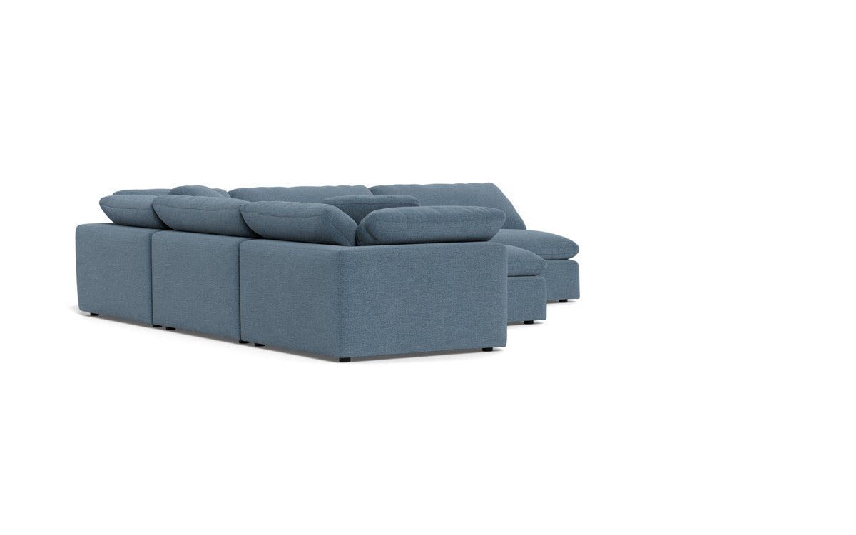 Fluffy 133.5" 5 Piece Sectional W/Ottoman - Elliot French Blue
