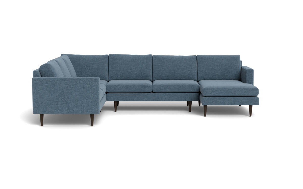 Wallace 130" Untufted Corner Sectionals w. Right Chaise - Elliot French Blue