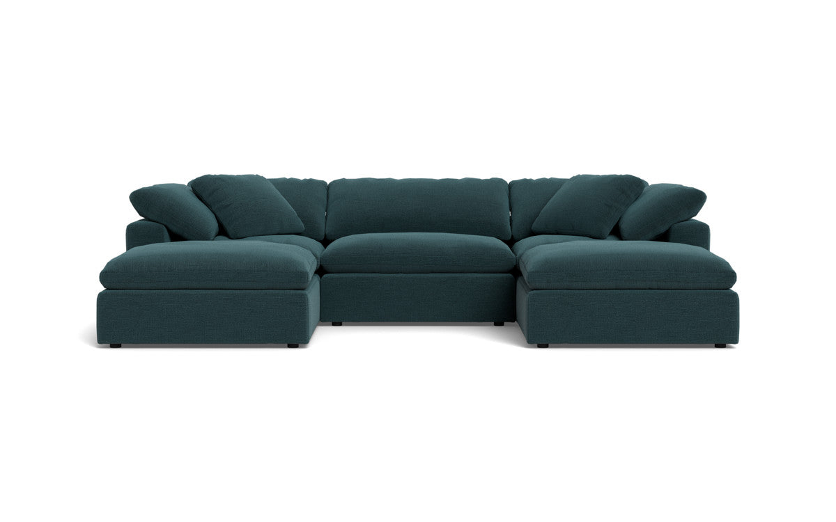 Fluffy 133.5" 3 Piece Sofa W/Double Ottoman - Elliot Teal