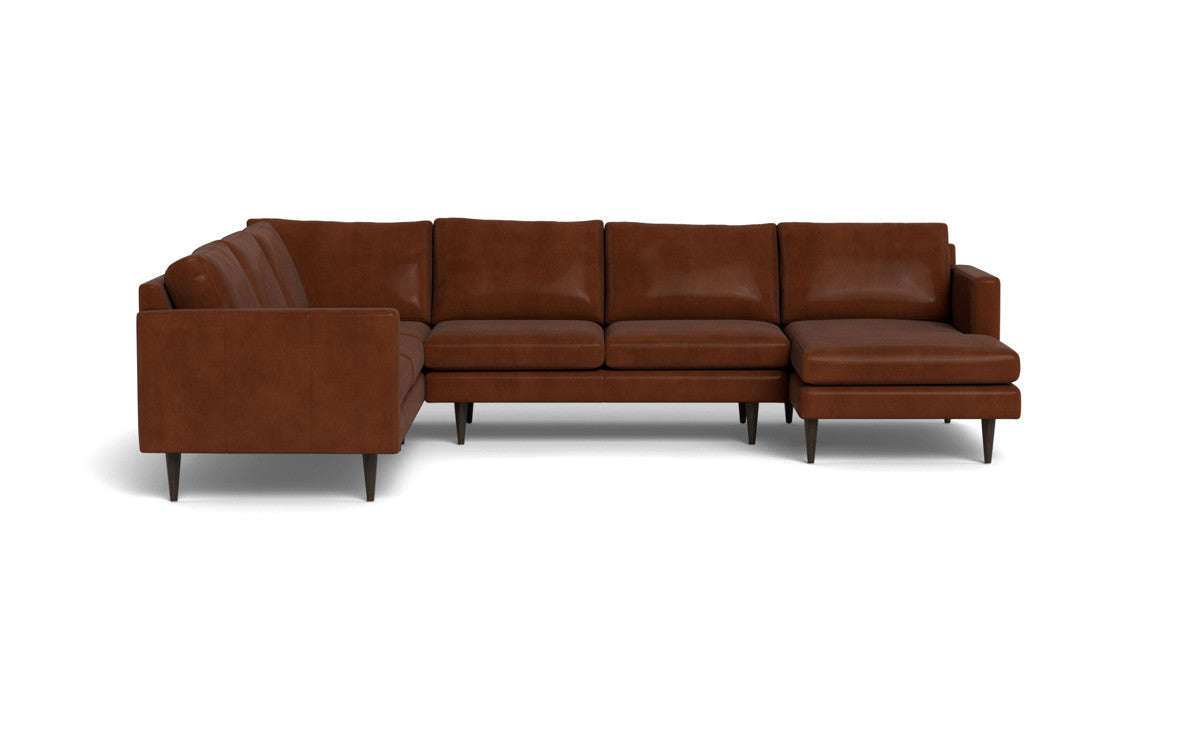 Wallace 131" Leather Untufted Corner Sectionals w. Right Chaise - Ever-Last Leverage