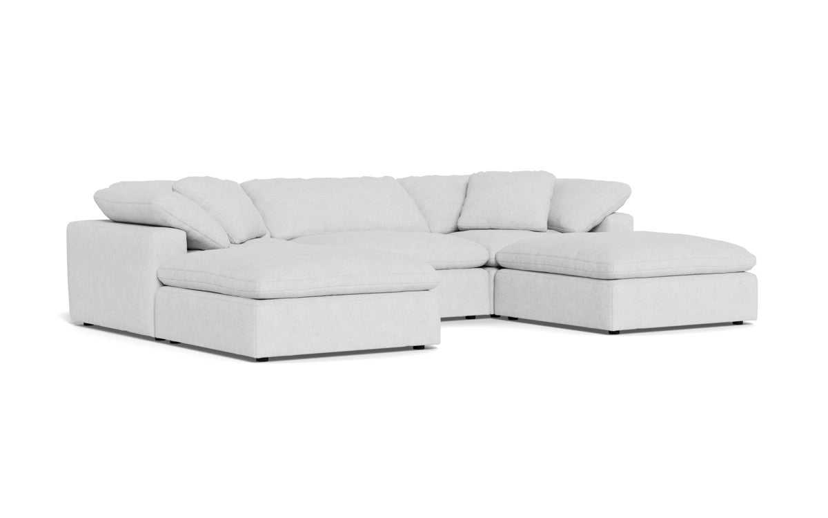 Fluffy 133.5" 3 Piece Sofa W/Double Ottoman - Elliot Dove