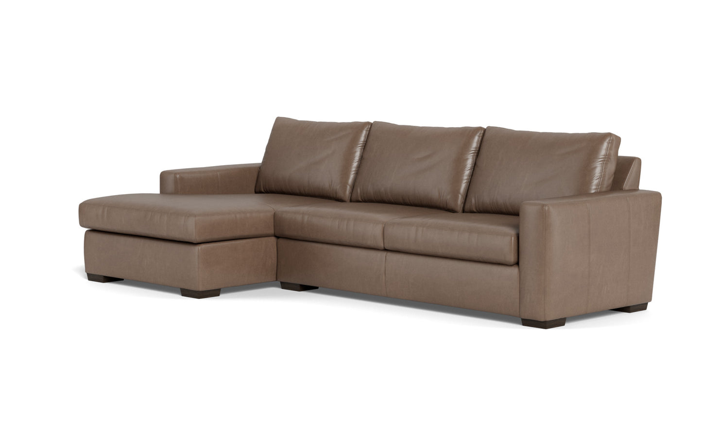 Mesa 123" Leather Left Chaise Sectional - Hudson Ash