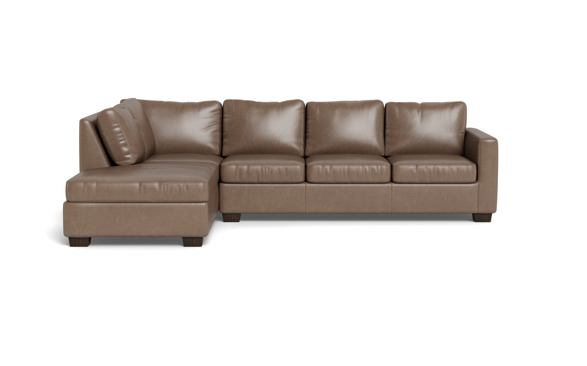 Track 121" Leather Left Chaise Sleeper Sectional - Hudson Ash