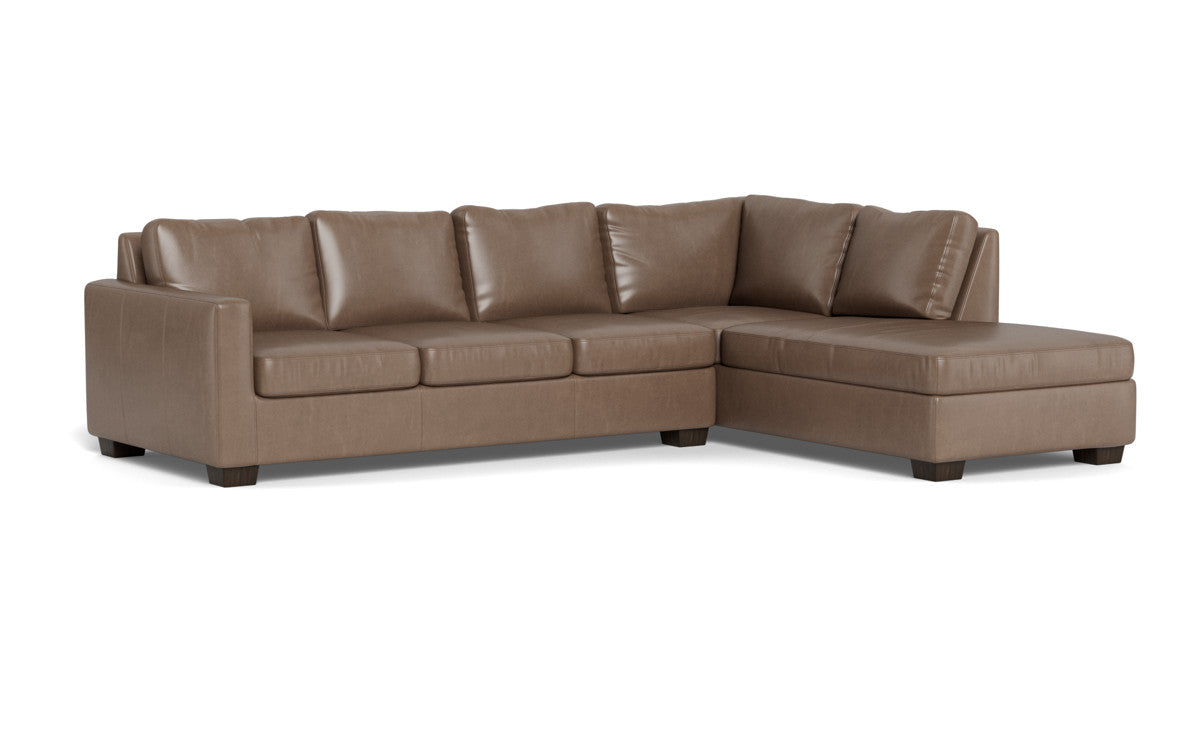 Track 121" Leather Right Chaise Sleeper Sectional - Hudson Ash