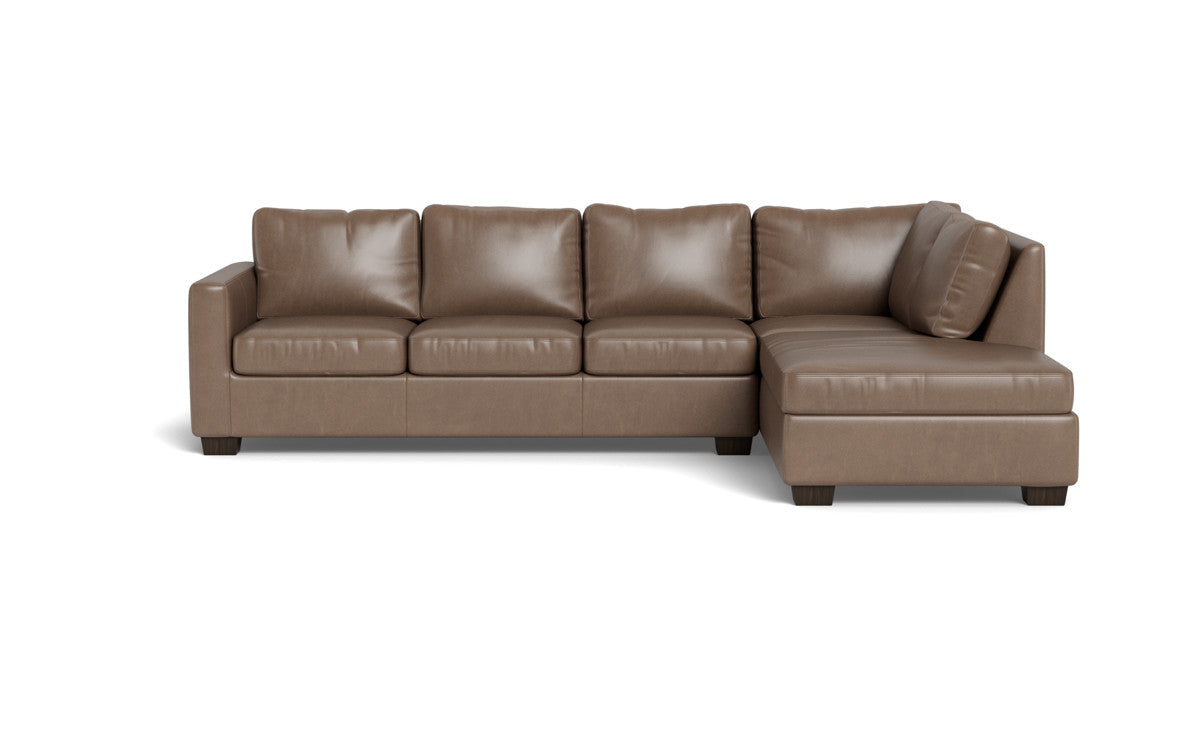 Track 121" Leather Right Chaise Sleeper Sectional - Hudson Ash