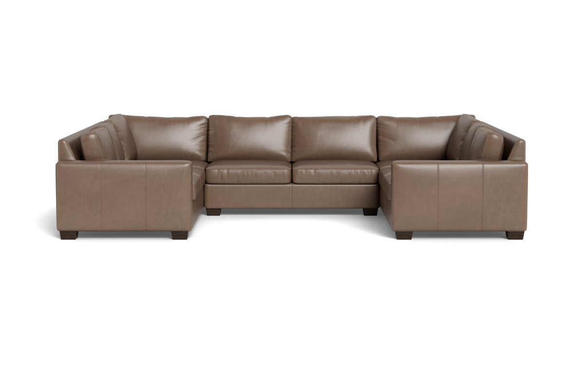 Track 141" Leather Corner Sofa U Sectional - Hudson Ash