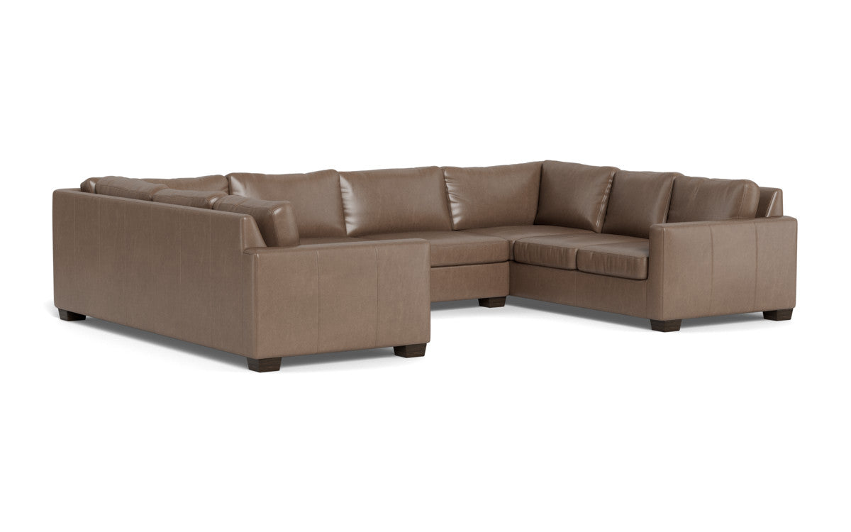 Track 141" Leather Corner Sofa U Sectional - Hudson Ash