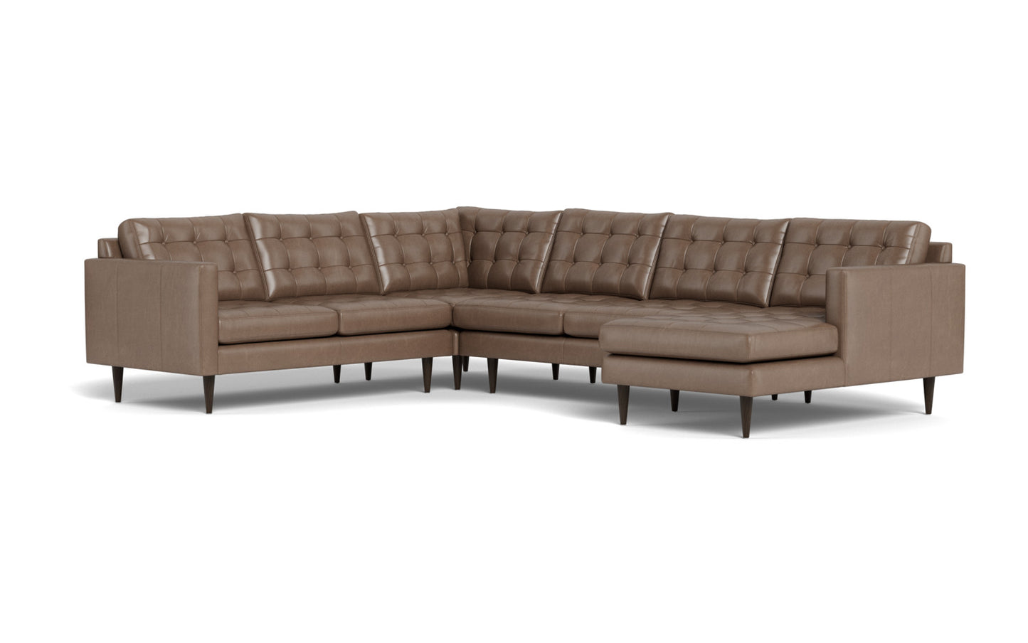 Wallace 131" Leather Corner Sectionals w. Right Chaise - Hudson Ash