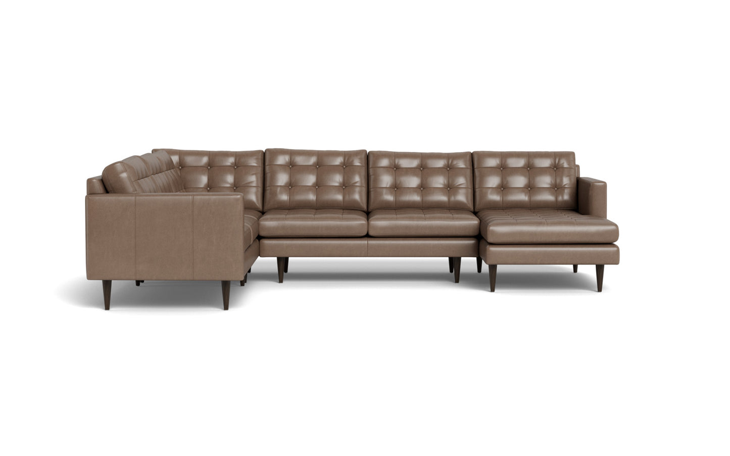 Wallace 131" Leather Corner Sectionals w. Right Chaise - Hudson Ash