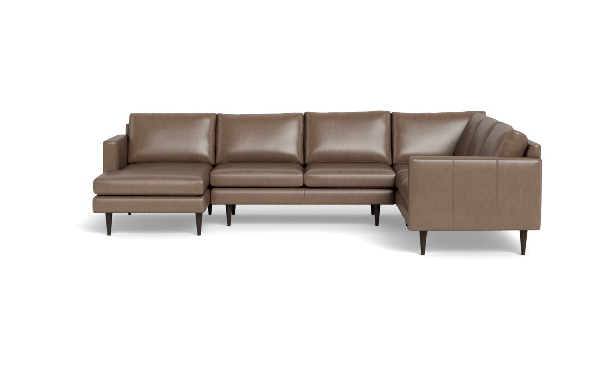 Wallace 130" Leather Untufted Corner Sectionals w. Left Chaise - Hudson Ash