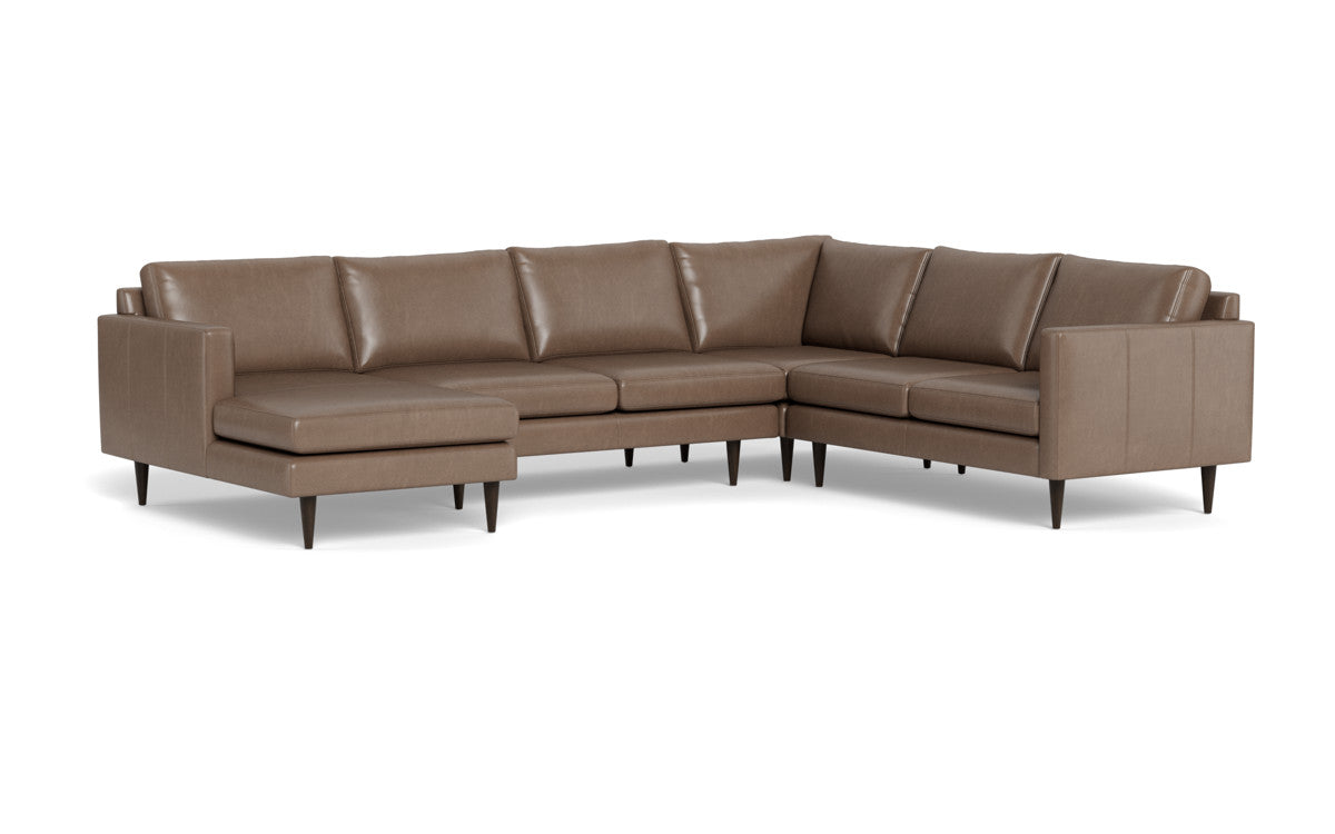 Wallace 130" Leather Untufted Corner Sectionals w. Left Chaise - Hudson Ash