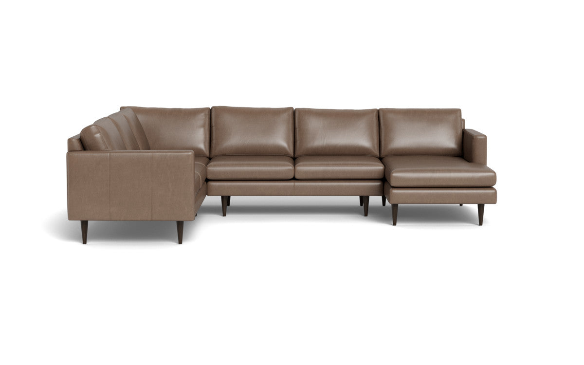 Wallace 131" Leather Untufted Corner Sectionals w. Right Chaise - Hudson Ash