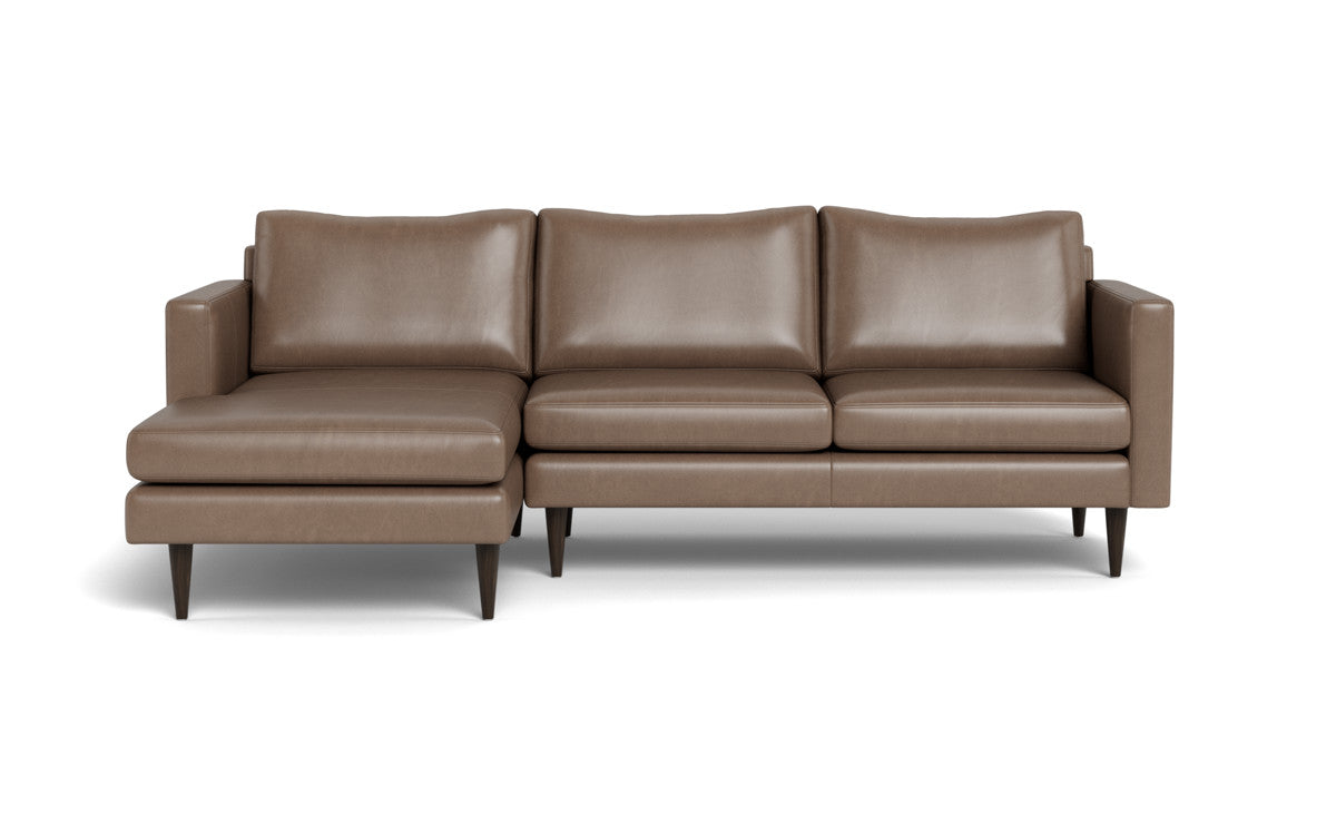 Wallace 98" Leather Untufted Left Chaise Sectional - Hudson Ash