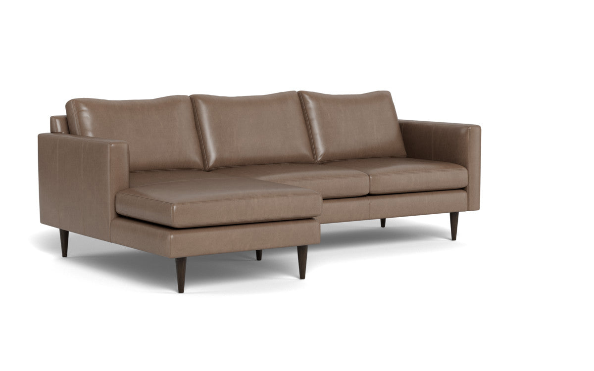 Wallace 98" Leather Untufted Left Chaise Sectional - Hudson Ash