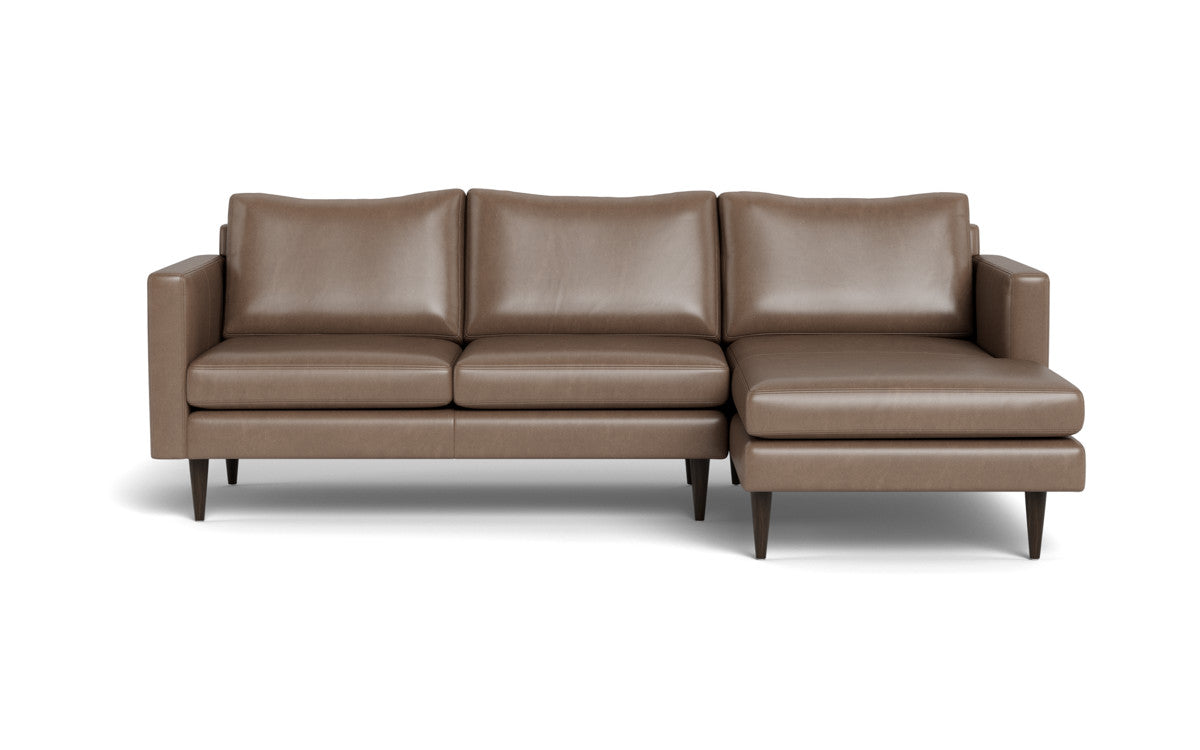 Wallace 98" Leather Untufted Right Chaise Sectional - Hudson Ash