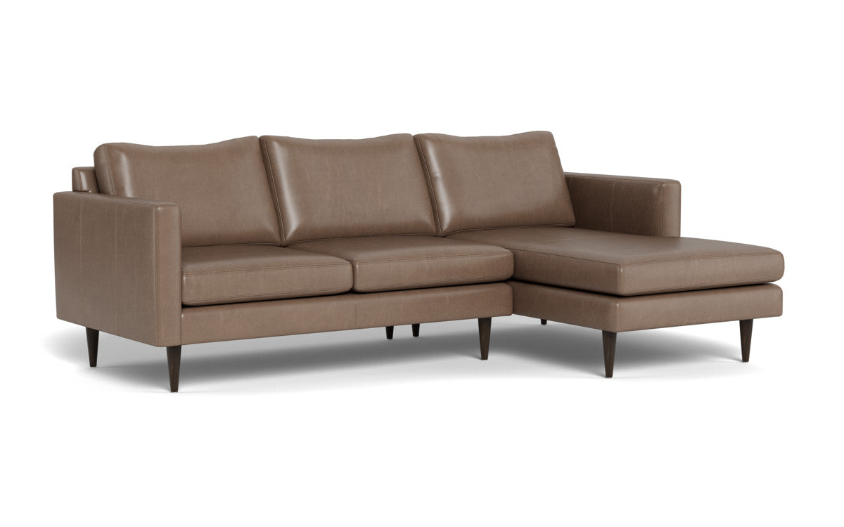 Wallace 98" Leather Untufted Right Chaise Sectional - Hudson Ash