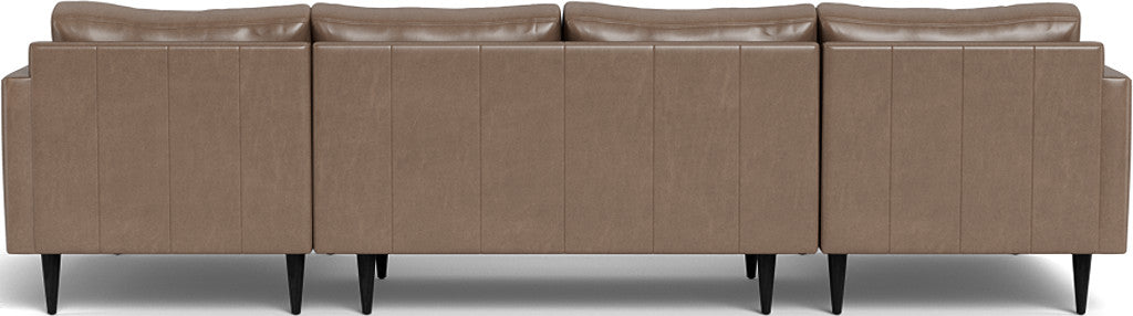 Wallace 126" Leather Untufted Double Chaise U Sectional - Hudson Ash